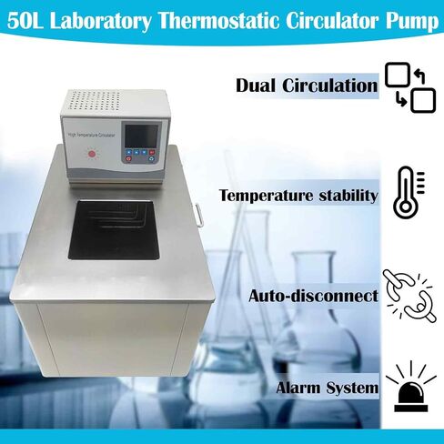 مضخة دائرية ثرموستاتي للمختبر 220 فولت 50 لتر، حمام زيت/ماء رقمي بدرجة حرارة عالية 4600 وات مع درجة حرارة غرفة قابلة للتعديل إلى 300 درجة مئوية للمفاعل والمبخر in Kuwait