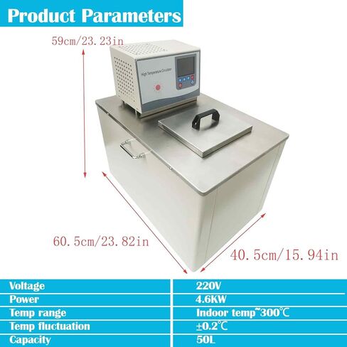 مضخة دائرية ثرموستاتي للمختبر 220 فولت 50 لتر، حمام زيت/ماء رقمي بدرجة حرارة عالية 4600 وات مع درجة حرارة غرفة قابلة للتعديل إلى 300 درجة مئوية للمفاعل والمبخر in Kuwait