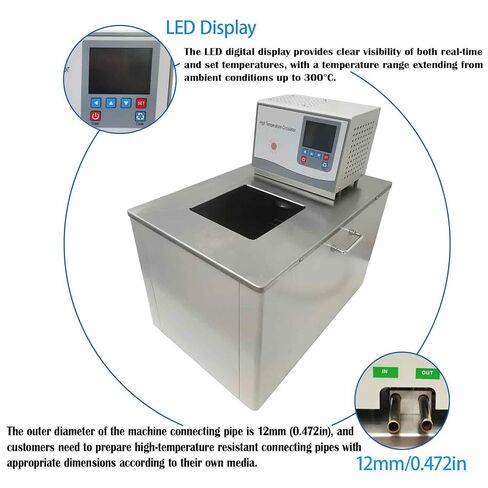 مضخة دائرية ثرموستاتي للمختبر 220 فولت 50 لتر، حمام زيت/ماء رقمي بدرجة حرارة عالية 4600 وات مع درجة حرارة غرفة قابلة للتعديل إلى 300 درجة مئوية للمفاعل والمبخر in Kuwait