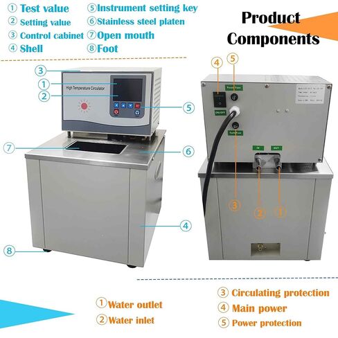 مضخة دائرية ثرموستاتي للمختبر 220 فولت 50 لتر، حمام زيت/ماء رقمي بدرجة حرارة عالية 4600 وات مع درجة حرارة غرفة قابلة للتعديل إلى 300 درجة مئوية للمفاعل والمبخر in Kuwait