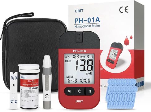مجموعة اختبار الهيموجلوبين Hb، جهاز قياس الهيموجلوبين مع 25 شريط اختبار in Kuwait