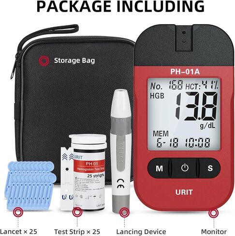 مجموعة اختبار الهيموجلوبين Hb، جهاز قياس الهيموجلوبين مع 25 شريط اختبار in Kuwait