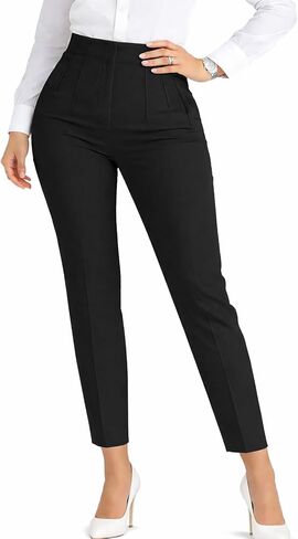 Womens High Waisted Pants 2025 Trendy Pleated Straight Leg Dress Pant Business Work Casual Trousers with Pockets Size Small Pink in Kuwait