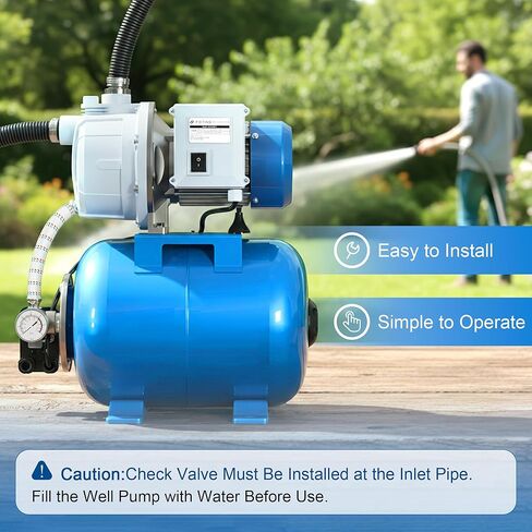 FOTING 1.5HP مضخة الآبار الضحلة مع خزان الضغط، 1340GPH مضخات نفاثة مضخة حديقة، مضخات الري تصريف نقل المياه، مضخة نفاثة معززة للمياه من الفولاذ المقاوم للصدأ للمنزل والحديقة ومزرعة العشب، أزرق in Kuwait