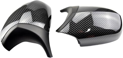 Carbon Fiber Pattern & Black Side Wing Mirror Cover Cap Compatible For BMW 3 Series E90 E91 E92 E93 LCI Facelifted Rearview Mirror Shell(Color:Bright black), hao59ha0o9hao in Saudi Arabia