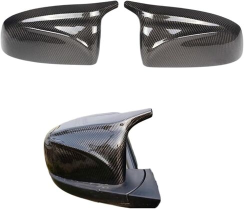 Carbon Fiber/ABS 2x Mirror Cover X5 X6 Car Side Rearview Mirror Cap Cover Shell Replacement Compatible For X5 X6 E70 E71 2007-2013(Color:Forged Carbon Look) in Saudi Arabia