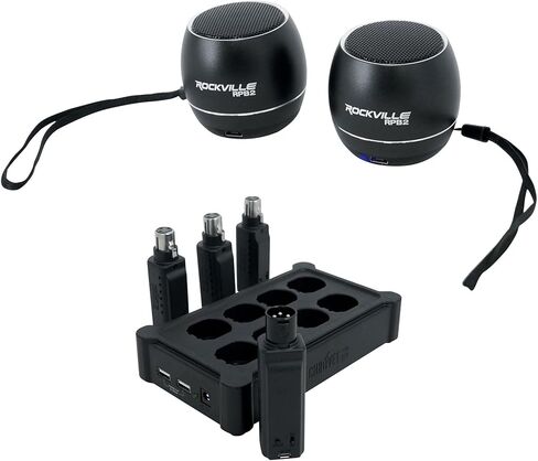 Audiosavings Bundle:(1) Chauvet D-Fi XLR Pack w/(3) Receivers+Charger Turns DMX Lights DMX Bundle with (1) Pair Rockville RPB3-BLACK Handheld Wireless Linking Portable Bluetooth Speakers (Items 3) in Kuwait