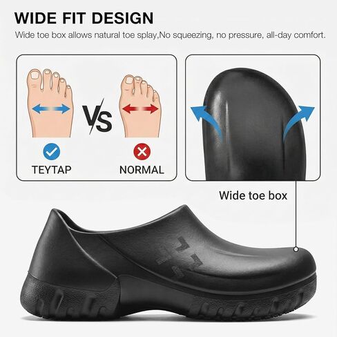 SPIEZ Non Slip Chef Clogs for Men, Slip On Oil & Slip Nursing Work Shoes, Wide Breathable Lightweight Food Service Shoes for Standing All Day Black, US 7-13 in Kuwait