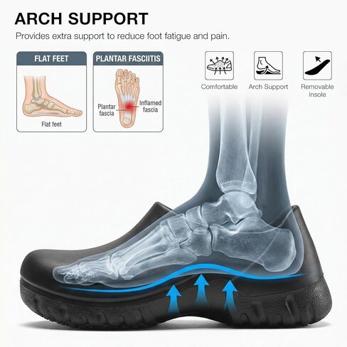 SPIEZ Non Slip Chef Clogs for Men, Slip On Oil & Slip Nursing Work Shoes, Wide Breathable Lightweight Food Service Shoes for Standing All Day Black, US 7-13 in Kuwait
