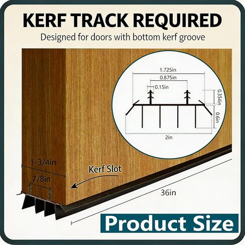 [2 عبوة] 36 بوصة مسح الباب الخارجي مع زعانف الفينيل - تحت الباب من الطقس تجريد الختم | شريط ختم الباب السفلي للواجهة ، العاصفة ، الشاشة والمرآب أبواب | مسودة سدادة وقوارض إثبات (براون) in Kuwait