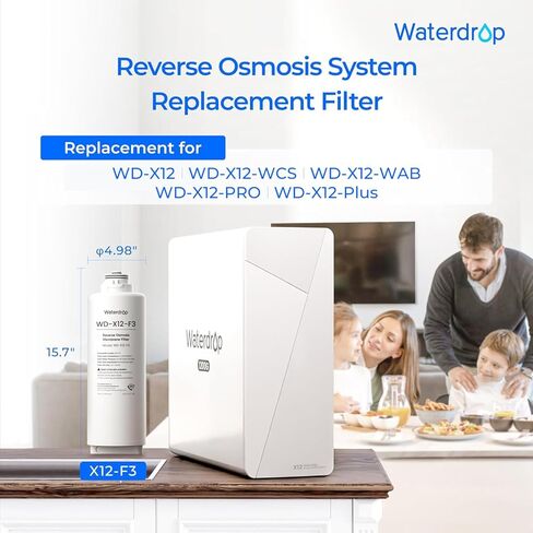Waterdrop X12-F3 Filter, Replacement for All X12 1200 GPD Series Reverse Osmosis System, Reduce PFAS, 24-month Lifetime in Saudi Arabia