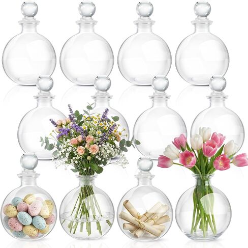 Tessco for you 12 Pcs Potion Bottles Round Glass Clear Potion Jars 8.5 oz Spherical Decorative Witch Bottles Wizard Stuff for Liquor Halloween Decoration DIY Art Crafts Gift (Classic) in Kuwait