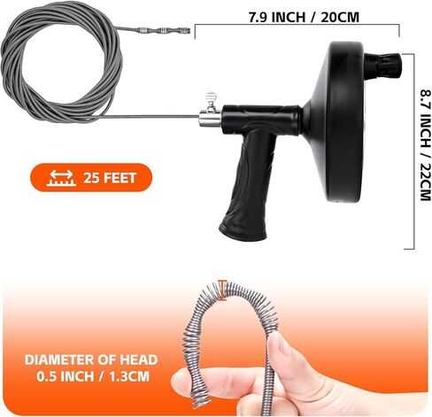 استنزاف ثعبان 25 قدم، استنزاف اوجيه الشعر تسد ​​مزيل الثقيلة مرنة السباكة ثعبان الحمام المطبخ بالوعة نظافة أدوات لأنابيب حوض الاستحمام in Kuwait