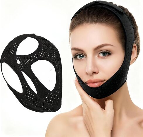 2 Pack Anti Snoring Chin Strap for CPAP Users, Breathable Adjustable Black Chin Strap to Keep Mouth Closed, Comfortable Sleep Aid for Men and Women in Kuwait