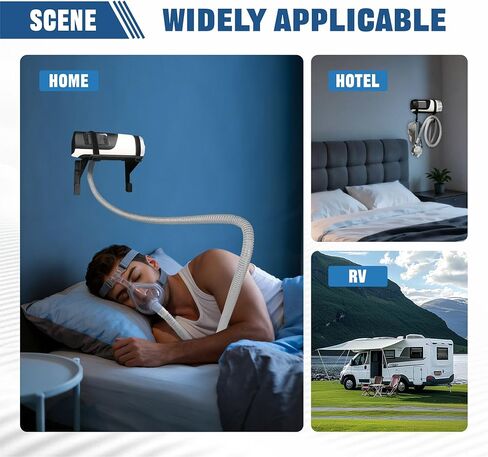 رف تثبيت على الحائط CPAP لجهاز ResMed AirSense 10/11 - يشتمل على فرشاة وخطاطيف تنظيف الأنبوب، ويمنع تشابك الخراطيم، ودعامة CPAP التي تنظف مساحة منضدة النوم القيمة in Saudi Arabia
