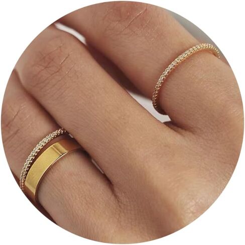 Gold Stacking Rings for Women, Non Tarnish Stainless Steel Rings for Oura Gen 4/Oura Gen 3, Stackable Oura Rings with Cubic Zirconia, 3 Pcs Chunky Knuckle Stack Ring Set Jewelry Gifts in Saudi Arabia