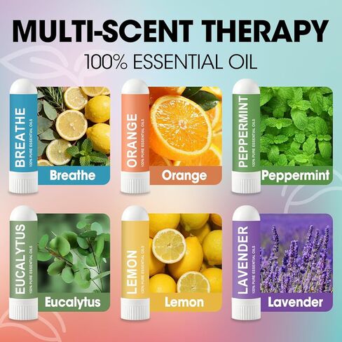 AZEN 24 عبوة من أعواد الأنف السائبة، عصا استنشاق محمولة لتخفيف احتقان الأنف بالزيوت العطرية، تعزيز التركيز، أبخرة منعشة وغير طبية in Kuwait