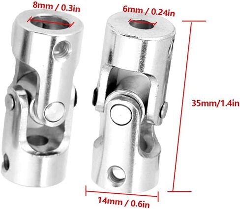 2 قطعة محرك اقتران العمود العالمي المشترك، اقتران عالمي، وصلة U مشتركة 8 مم موصل نحاسي طول التوجيه 35 مم OD 14 مم (القطر الداخلي in Kuwait