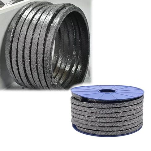 High-Temperature Graphite Rope Packing - Impregnated Fiberglass Seal for Pumps & Valves, 10 Feet Long, Durable, Heat-Resistant, Ideal for Industrial Applications in Saudi Arabia