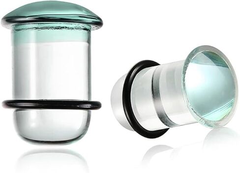 Single Flare Glass Stretching kits 1PC C-shape septum rings+1Pair Glass Gauges Taper Expander with Rubber O-Rings,1.6-8mm(14G-0G) Full Size Ear Tunnels Plugs,Cylindrical Body Piercing in Saudi Arabia