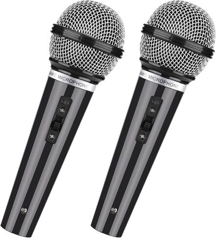 Facmogu 2PCS Fake Microphone Prop, Plastic Pretend Play Microphone for Karaoke Costume, Mic Props for Birthday Party, Halloween, Christmas, Cosplay Music Favors - Gold in Saudi Arabia