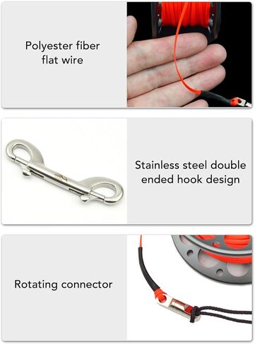 Keenso 15m Diving Line Reel, Aviation Aluminum Diving Line Reel with Double Ended Hook for Outdoor Boating Marine Operations in Saudi Arabia