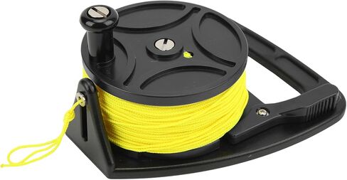 Diving Reel with Yellow Wire, Multi Purpose Spool Finger Reel, 83m Nylon Line for Scuba Diving Accessories, Kayak Anchor System - Smooth Winding, High Visibility Line, Ideal for (black wheel) in Saudi Arabia