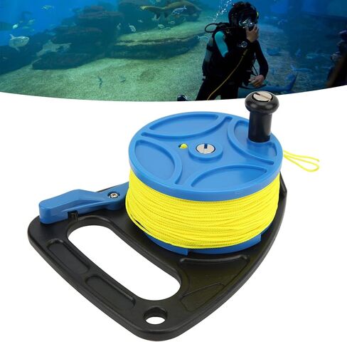Diving Reel with Yellow Wire, Multi Purpose Spool Finger Reel, 83m Nylon Line for Scuba Diving Accessories, Kayak Anchor System - Smooth Winding, High Visibility Line, Ideal for (black wheel) in Saudi Arabia
