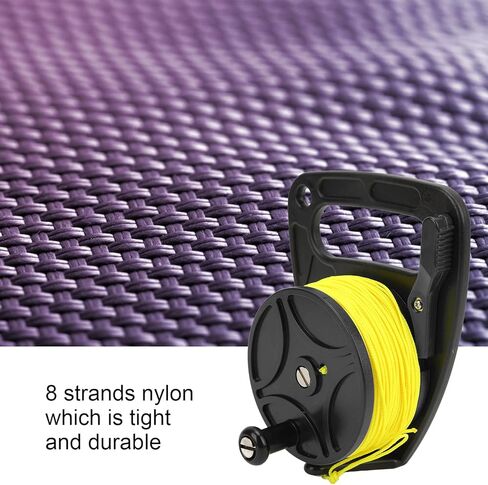 Diving Reel with Yellow Wire, Multi Purpose Spool Finger Reel, 83m Nylon Line for Scuba Diving Accessories, Kayak Anchor System - Smooth Winding, High Visibility Line, Ideal for (black wheel) in Saudi Arabia
