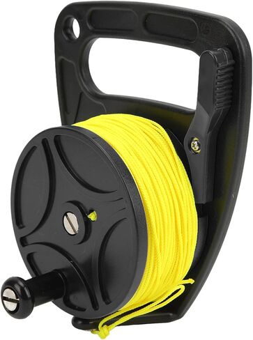 Diving Reel with Yellow Wire, Multi Purpose Spool Finger Reel, 83m Nylon Line for Scuba Diving Accessories, Kayak Anchor System - Smooth Winding, High Visibility Line, Ideal for (black wheel) in Saudi Arabia