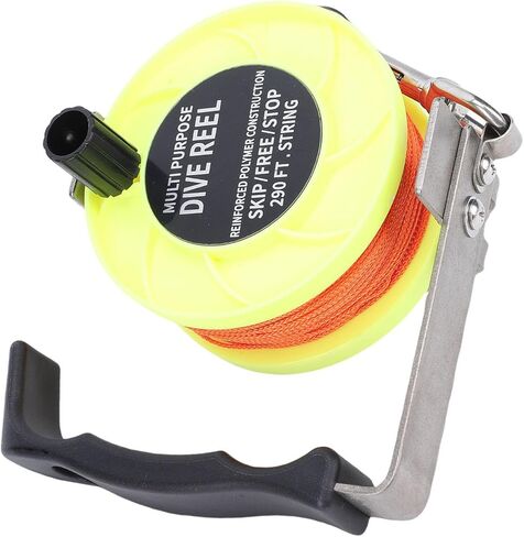 Diving Reel, High Visibility Line 290FT Stainless Steel Handle with Double Ended Snap Hook for BCD Diving Professional Beginner Divers (Black) in Saudi Arabia