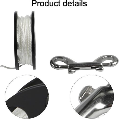 بكرة بكرة إصبع الغوص 15 م/30 م/50 م مع خطاف مزدوج 90 مم، حامل خط فولاذي من البلاستيك النايلون المدمج للاستكشاف تحت الماء in Kuwait