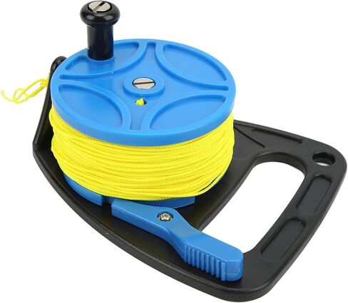 Diving Reel with Yellow Wire, Multi Purpose Spool Finger Reel, 83m Nylon Line for Scuba Diving Accessories, Kayak Anchor System - Smooth Winding, High Visibility Line, Ideal for (blue wheel) in Saudi Arabia