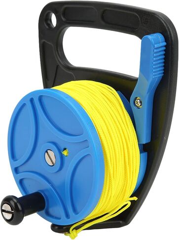 Diving Reel with Yellow Wire, Multi Purpose Spool Finger Reel, 83m Nylon Line for Scuba Diving Accessories, Kayak Anchor System - Smooth Winding, High Visibility Line, Ideal for (blue wheel) in Saudi Arabia