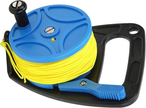 Diving Reel with Yellow Wire, Multi Purpose Spool Finger Reel, 83m Nylon Line for Scuba Diving Accessories, Kayak Anchor System - Smooth Winding, High Visibility Line, Ideal for (blue wheel) in Saudi Arabia