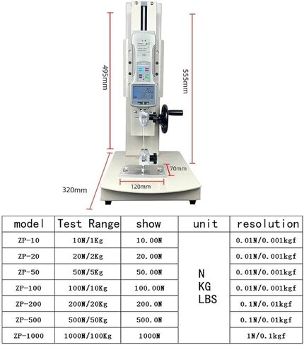 10-1000N Tensile Testing Machine, Digital Pull Tester Stroke 300mm, 2 Testing Clamp and 5 Probes, for Textiles, Sports, Scientific Research, Fishing 20N-2KG in Saudi Arabia