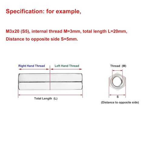 Right and Left Thread Hex Rod Coupling Nuts 304 Stainless Steel Long Nut Connection M3 M4 M5 M6 M8 M10(1Pcs M8x200 (S13)) in Saudi Arabia