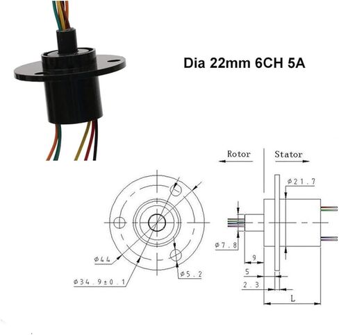 1pcs 22mm Rotary Joint Connector 6 Wire 5A Conductive Slip Ring Wind Power Slip Ring in Saudi Arabia