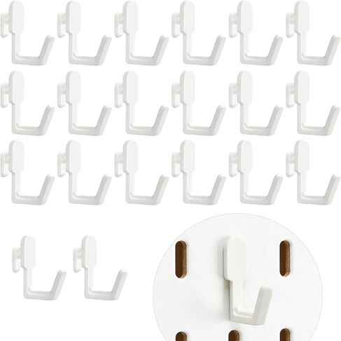 20 Pcs Plastic Pegboard Hooks Compatible with IKEA Skadis Pegboard Accessories, Hook Organizer Accessories Compatible with IKEA Pegboard Hooks for Home Office Indoor Supply (White) in Kuwait