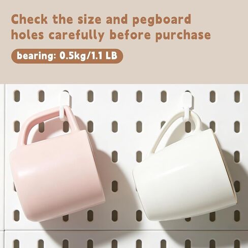 20 Pcs Plastic Pegboard Hooks Compatible with IKEA Skadis Pegboard Accessories, Hook Organizer Accessories Compatible with IKEA Pegboard Hooks for Home Office Indoor Supply (White) in Kuwait