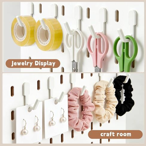 20 Pcs Plastic Pegboard Hooks Compatible with IKEA Skadis Pegboard Accessories, Hook Organizer Accessories Compatible with IKEA Pegboard Hooks for Home Office Indoor Supply (White) in Kuwait