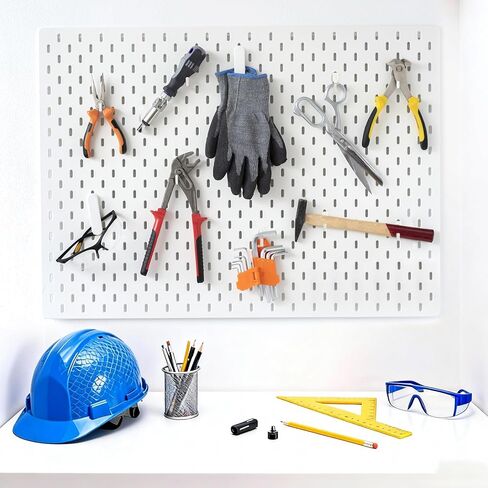 20 Pcs Plastic Pegboard Hooks Compatible with IKEA Skadis Pegboard Accessories, Hook Organizer Accessories Compatible with IKEA Pegboard Hooks for Home Office Indoor Supply (White) in Kuwait