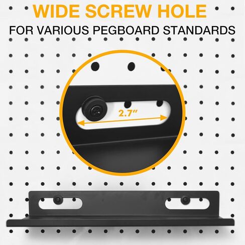 مجموعة أرفف Pegboard المعدنية - 2 حزمة 11.7 بوصة رفوف أرفف لوح ربط ملحقات سوداء صواني عرض أدوات أرفف متدرجة للمكاتب الحرفية المرآب المطبخ الحمام نظام تنظيم Pegboard (متوسط) in Kuwait