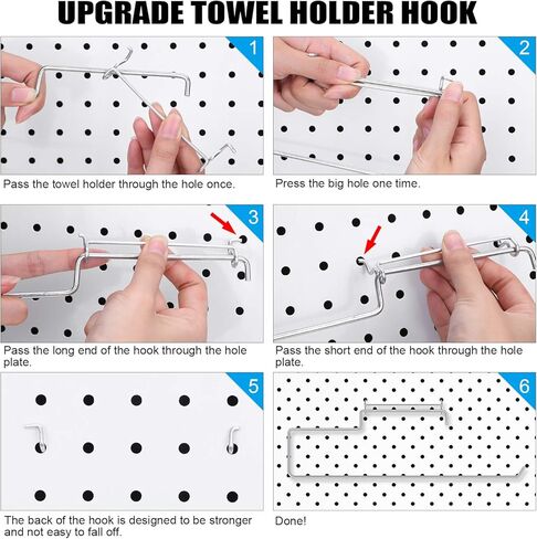 Blulu 4 Packs Pegboard Paper Towel Holder Stainless Steel Pegboard Hooks Organization Accessory for Workshop, Garage, Kitchen, Laundry Room, Bathroom(Silver) in Saudi Arabia