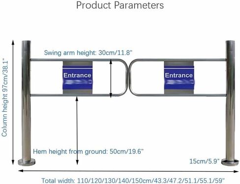 بوابة متأرجحة أوتوماتيكية - جهاز خروج في اتجاه واحد حاجز من الفولاذ المقاوم للصدأ لمدخل ممر مصنع السوبر ماركت والمكتبات (110 سم) in Kuwait