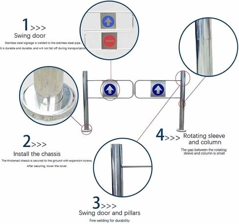 بوابة متأرجحة أوتوماتيكية - جهاز خروج في اتجاه واحد حاجز من الفولاذ المقاوم للصدأ لمدخل ممر مصنع السوبر ماركت والمكتبات (110 سم) in Kuwait