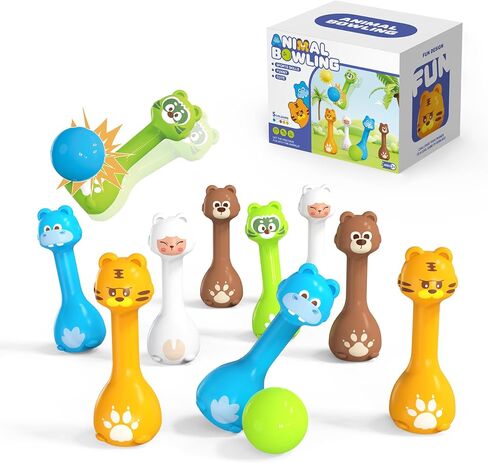 مجموعة البولينج للأطفال من عمر 2 إلى 5 سنوات، لعبة لعبة البولينج الداخلية لمدة 3 4 سنوات، 10 دبابيس بولينج بلاستيكية، 2 كرة بولينج، مجموعة بولينج للأطفال الصغار، هدايا عيد ميلاد للأولاد والبنات من عمر 2 3 4 5 سنوات in Kuwait