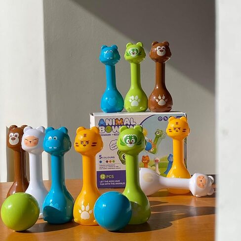 مجموعة البولينج للأطفال من عمر 2 إلى 5 سنوات، لعبة لعبة البولينج الداخلية لمدة 3 4 سنوات، 10 دبابيس بولينج بلاستيكية، 2 كرة بولينج، مجموعة بولينج للأطفال الصغار، هدايا عيد ميلاد للأولاد والبنات من عمر 2 3 4 5 سنوات in Kuwait