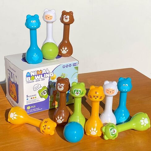 مجموعة البولينج للأطفال من عمر 2 إلى 5 سنوات، لعبة لعبة البولينج الداخلية لمدة 3 4 سنوات، 10 دبابيس بولينج بلاستيكية، 2 كرة بولينج، مجموعة بولينج للأطفال الصغار، هدايا عيد ميلاد للأولاد والبنات من عمر 2 3 4 5 سنوات in Kuwait