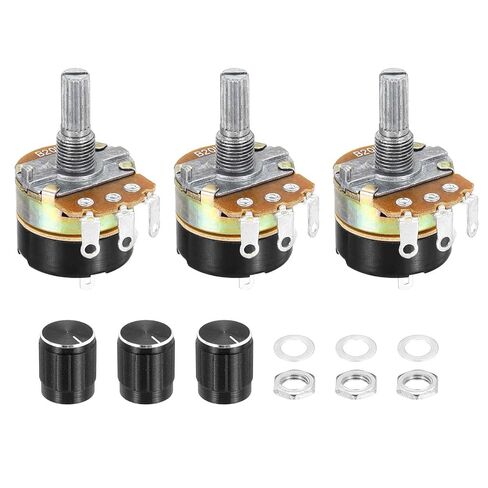 MECCANIXITY 3 Pack WH138 Potentiometer 250K Ohm Single-Joint Variable Resistors 3 Terminals Linear Taper Rotary with Knob Cap for Audio Volume Control in Saudi Arabia